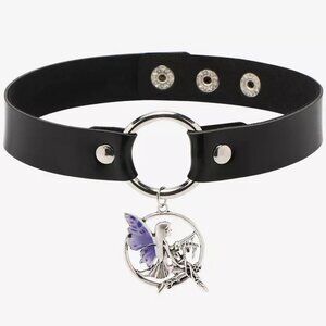 🆕Trick Fairies Fairy Pendant Choker Black PU Leather